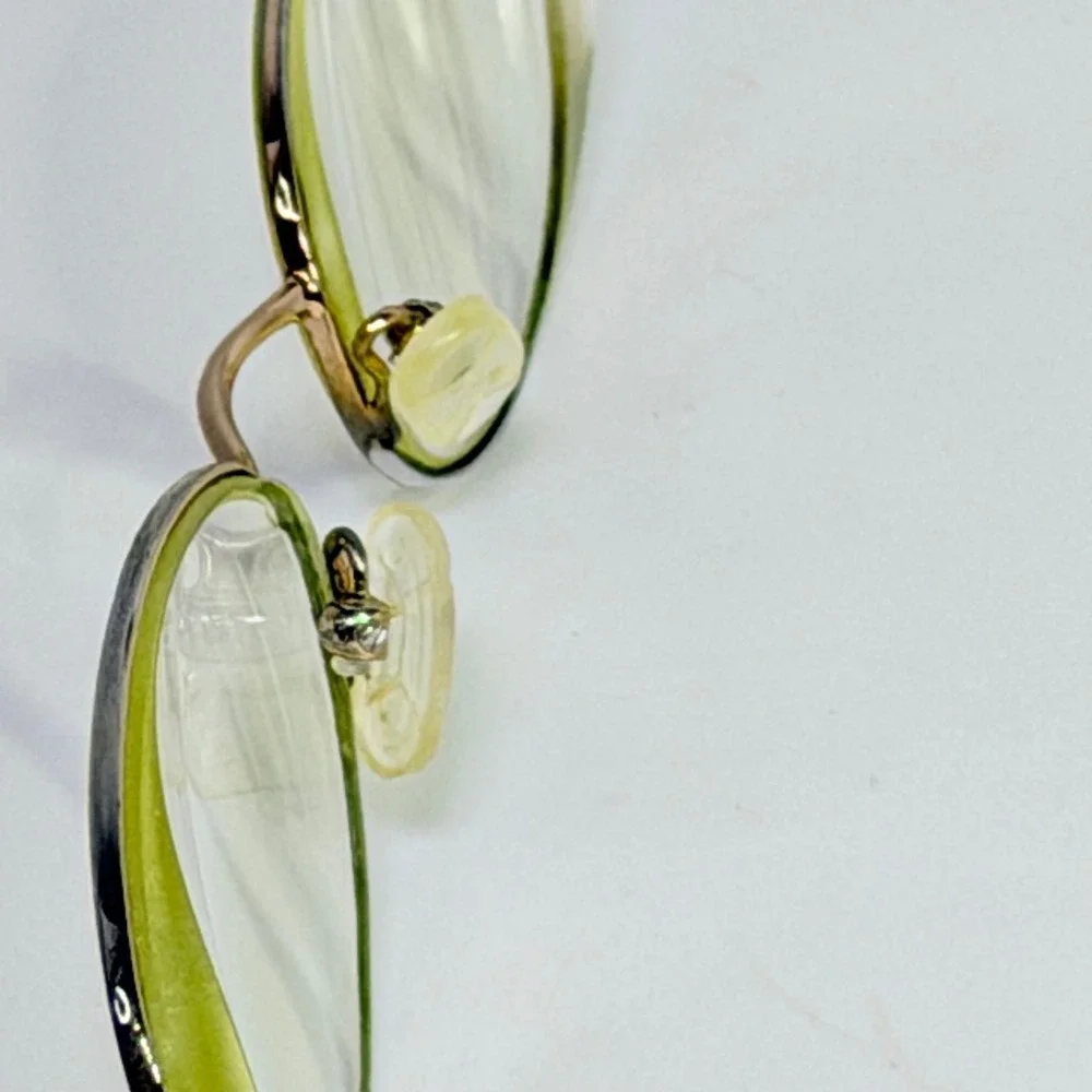 Vintage Gold Oval Metal Eyeglasses Purple Ribbon Detail Librarian Frames
